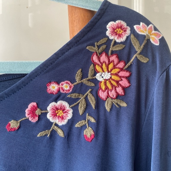 Blue long sleeve embroidered tunic - Picture 4 of 5